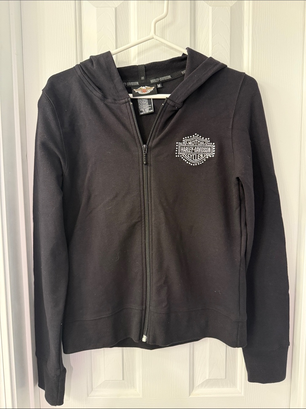 Harley-Davidson Kids Black Zip-Up Hoodie with White Logo